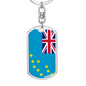 Tuvalu Flag Swivel Keychain Dog Tag Stainless Steel or 18k Gold-Express Your Love Gifts