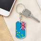 Tuvalu Flag Swivel Keychain Dog Tag Stainless Steel or 18k Gold-Express Your Love Gifts