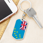 Tuvalu Flag Swivel Keychain Dog Tag Stainless Steel or 18k Gold-Express Your Love Gifts