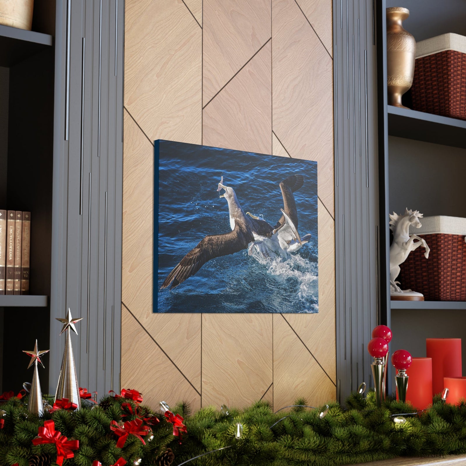 Two Albatross Fighting Over Food Canvas Gallery Wraps Unframed-Express Your Love Gifts