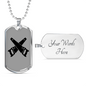 Two Saws Crossed Woodworker Dog Tag Stainless Steel or 18k Gold W 24"-Express Your Love Gifts