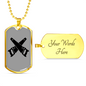 Two Saws Crossed Woodworker Dog Tag Stainless Steel or 18k Gold W 24"-Express Your Love Gifts