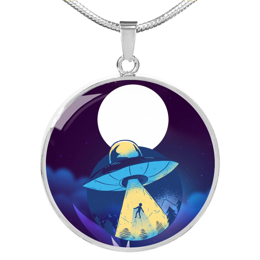 UFO Alien Fan Gift Alien Abduction Circle Necklace Stainless Steel or 18k Gold 18-22"-Express Your Love Gifts
