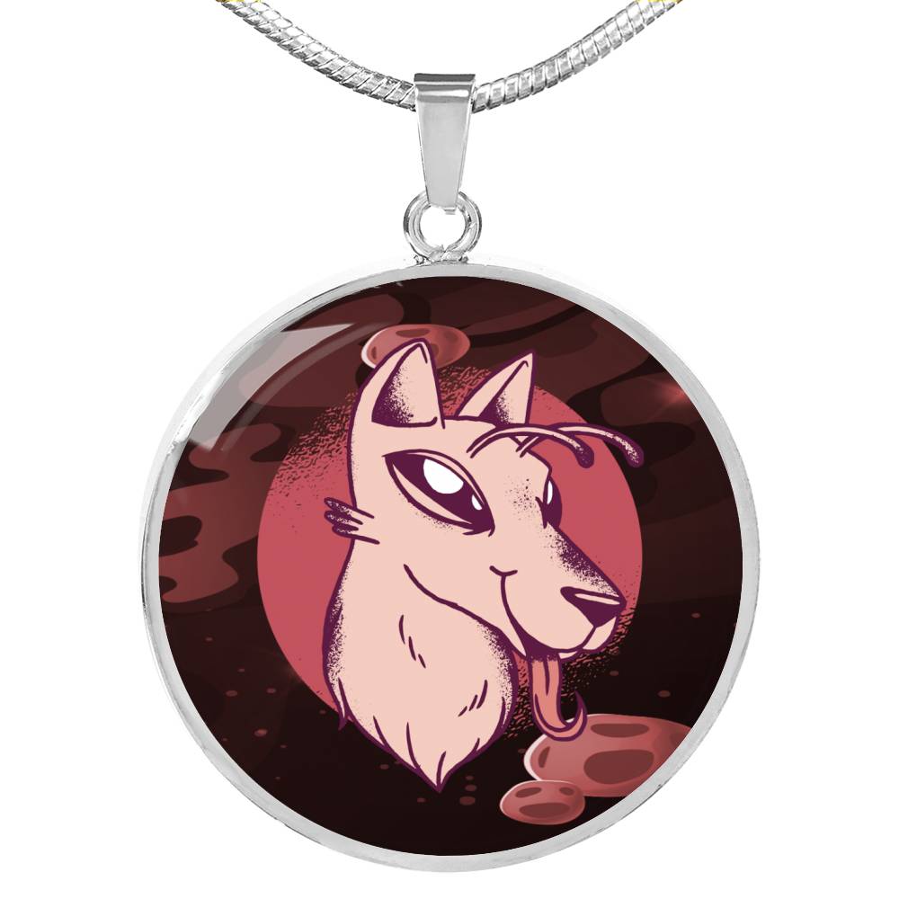 UFO Alien Fan Gift Alien Dog Circle Necklace Stainless Steel or 18k Gold 18-22"-Express Your Love Gifts