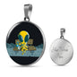 UFO Alien Fan Gift Alien Eating Mushroom Circle Necklace Stainless Steel or 18k Gold 18-22"-Express Your Love Gifts