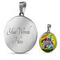 UFO Alien Fan Gift Alien Eating Pizza Circle Necklace Stainless Steel or 18k Gold 18-22"-Express Your Love Gifts