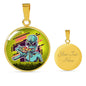 UFO Alien Fan Gift Alien Eating Pizza Circle Necklace Stainless Steel or 18k Gold 18-22"-Express Your Love Gifts