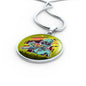 UFO Alien Fan Gift Alien Eating Pizza Circle Necklace Stainless Steel or 18k Gold 18-22"-Express Your Love Gifts
