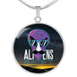 UFO Alien Fan Gift Alien Exist Circle Necklace Stainless Steel or 18k Gold 18-22"-Express Your Love Gifts