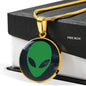 UFO Alien Fan Gift Alien Face Circle Necklace Stainless Steel or 18k Gold 18-22"-Express Your Love Gifts