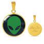 UFO Alien Fan Gift Alien Face Circle Necklace Stainless Steel or 18k Gold 18-22"-Express Your Love Gifts