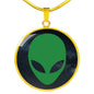 UFO Alien Fan Gift Alien Face Circle Necklace Stainless Steel or 18k Gold 18-22"-Express Your Love Gifts