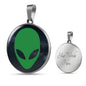 UFO Alien Fan Gift Alien Face Circle Necklace Stainless Steel or 18k Gold 18-22"-Express Your Love Gifts