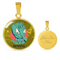 UFO Alien Fan Gift Alien Face Palm Circle Necklace Stainless Steel or 18k Gold 18-22"-Express Your Love Gifts