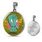 UFO Alien Fan Gift Alien Face Palm Circle Necklace Stainless Steel or 18k Gold 18-22"-Express Your Love Gifts