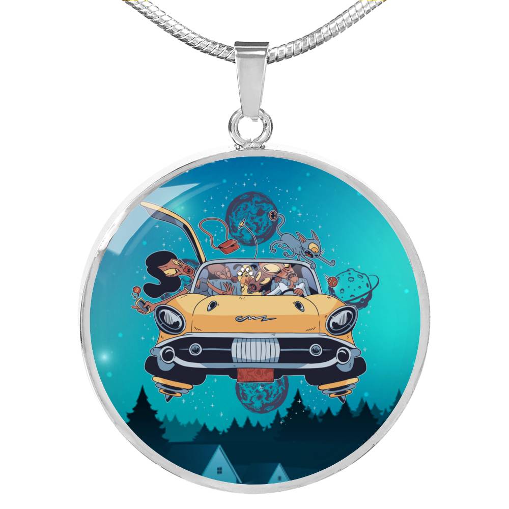 UFO Alien Fan Gift Alien Family Car Circle Necklace Stainless Steel or 18k Gold 18-22"-Express Your Love Gifts