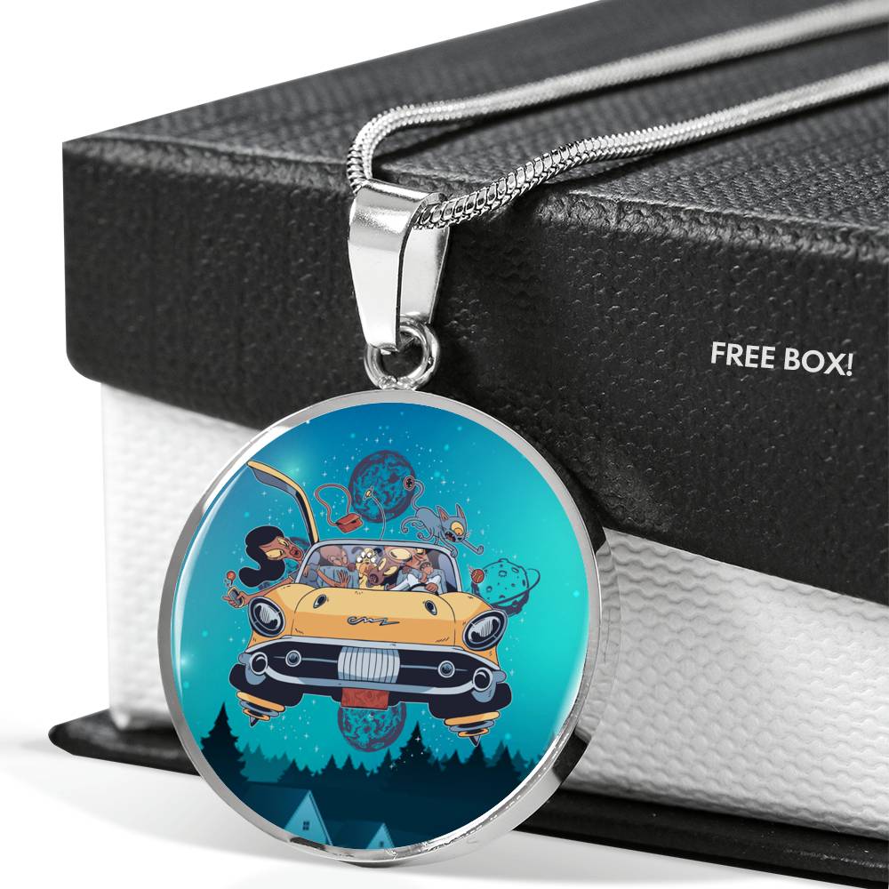 UFO Alien Fan Gift Alien Family Car Circle Necklace Stainless Steel or 18k Gold 18-22"-Express Your Love Gifts
