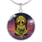 UFO Alien Fan Gift Alien Gamer Circle Necklace Stainless Steel or 18k Gold 18-22"-Express Your Love Gifts