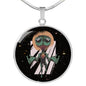 UFO Alien Fan Gift Alien Jesus Circle Necklace Stainless Steel or 18k Gold 18-22"-Express Your Love Gifts