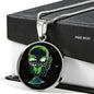 UFO Alien Fan Gift Alien On Planet Circle Necklace Stainless Steel or 18k Gold 18-22"-Express Your Love Gifts