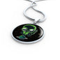 UFO Alien Fan Gift Alien On Planet Circle Necklace Stainless Steel or 18k Gold 18-22"-Express Your Love Gifts