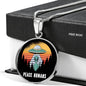 UFO Alien Fan Gift Alien Peace Human Circle Necklace Stainless Steel or 18k Gold 18-22"-Express Your Love Gifts