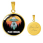 UFO Alien Fan Gift Alien Peace Human Circle Necklace Stainless Steel or 18k Gold 18-22"-Express Your Love Gifts