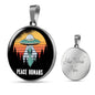 UFO Alien Fan Gift Alien Peace Human Circle Necklace Stainless Steel or 18k Gold 18-22"-Express Your Love Gifts