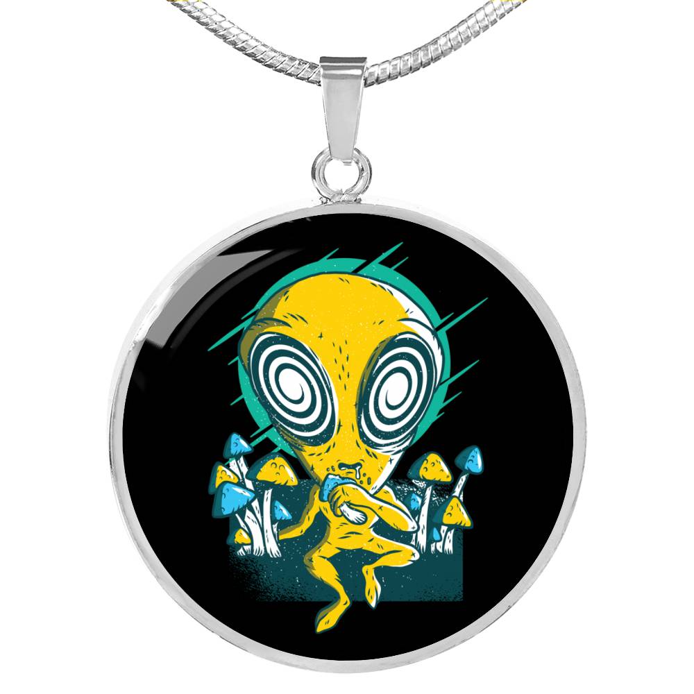 UFO Alien Fan Gift Alien Psychedelic Circle Necklace Stainless Steel or 18k Gold 18-22"-Express Your Love Gifts