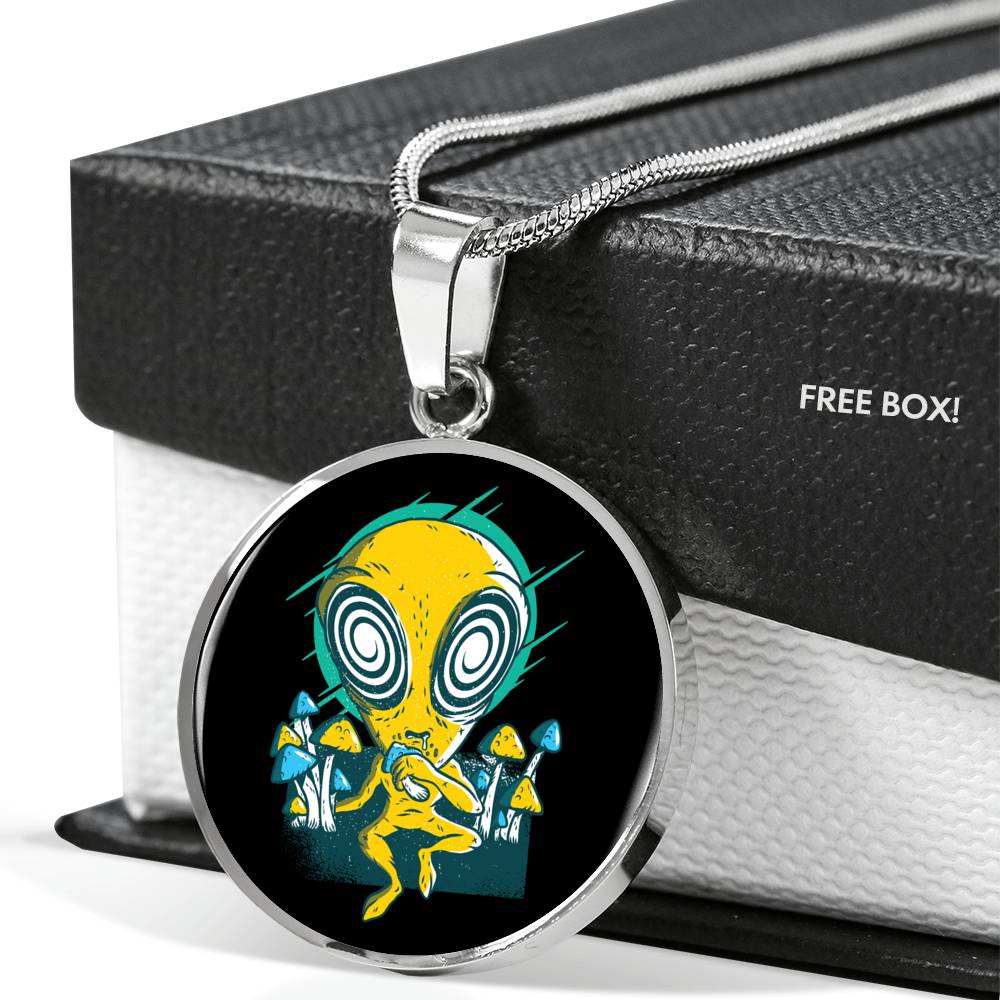 UFO Alien Fan Gift Alien Psychedelic Circle Necklace Stainless Steel or 18k Gold 18-22"-Express Your Love Gifts