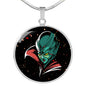 UFO Alien Fan Gift Alien Queen Circle Necklace Stainless Steel or 18k Gold 18-22"-Express Your Love Gifts
