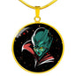 UFO Alien Fan Gift Alien Queen Circle Necklace Stainless Steel or 18k Gold 18-22"-Express Your Love Gifts
