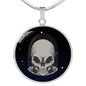 UFO Alien Fan Gift Alien Skull Circle Necklace Stainless Steel or 18k Gold 18-22"-Express Your Love Gifts
