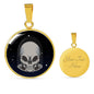 UFO Alien Fan Gift Alien Skull Circle Necklace Stainless Steel or 18k Gold 18-22"-Express Your Love Gifts