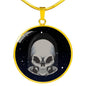 UFO Alien Fan Gift Alien Skull Circle Necklace Stainless Steel or 18k Gold 18-22"-Express Your Love Gifts