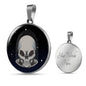 UFO Alien Fan Gift Alien Skull Circle Necklace Stainless Steel or 18k Gold 18-22"-Express Your Love Gifts