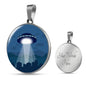 UFO Alien Fan Gift Alien Spaceship Circle Necklace Stainless Steel or 18k Gold 18-22"-Express Your Love Gifts
