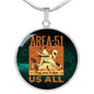 UFO Alien Fan Gift Area 51 Running Circle Necklace Stainless Steel or 18k Gold 18-22"-Express Your Love Gifts