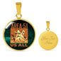 UFO Alien Fan Gift Area 51 Running Circle Necklace Stainless Steel or 18k Gold 18-22"-Express Your Love Gifts