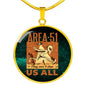 UFO Alien Fan Gift Area 51 Running Circle Necklace Stainless Steel or 18k Gold 18-22"-Express Your Love Gifts