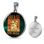 UFO Alien Fan Gift Area 51 Running Circle Necklace Stainless Steel or 18k Gold 18-22"-Express Your Love Gifts