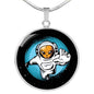 UFO Alien Fan Gift Astronaut Circle Necklace Stainless Steel or 18k Gold 18-22"-Express Your Love Gifts