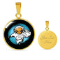 UFO Alien Fan Gift Astronaut Circle Necklace Stainless Steel or 18k Gold 18-22"-Express Your Love Gifts