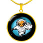 UFO Alien Fan Gift Astronaut Circle Necklace Stainless Steel or 18k Gold 18-22"-Express Your Love Gifts
