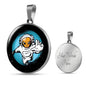 UFO Alien Fan Gift Astronaut Circle Necklace Stainless Steel or 18k Gold 18-22"-Express Your Love Gifts