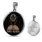 UFO Alien Fan Gift Bad Alien Circle Necklace Stainless Steel or 18k Gold 18-22"-Express Your Love Gifts