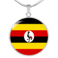 Uganda Flag Necklace Circle Pendant Stainless Steel or 18k Gold 18-22"-Express Your Love Gifts