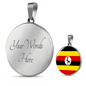 Uganda Flag Necklace Circle Pendant Stainless Steel or 18k Gold 18-22"-Express Your Love Gifts