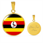 Uganda Flag Necklace Circle Pendant Stainless Steel or 18k Gold 18-22"-Express Your Love Gifts