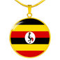 Uganda Flag Necklace Circle Pendant Stainless Steel or 18k Gold 18-22"-Express Your Love Gifts